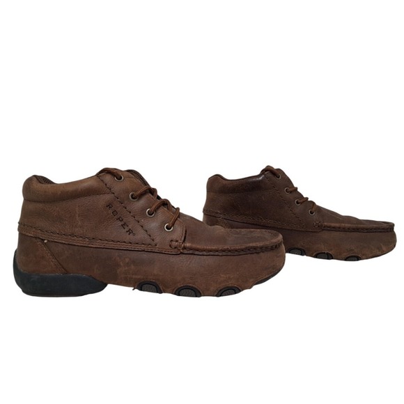 Roper Mens Brown Leather‎ Lace Up Chukka Moccasin Round Toe Chukka Boots 11.5 main image 5